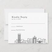Milwaukee Wedding | Stilisierte Skyline-UAWG RSVP Karte (Vorderseite)