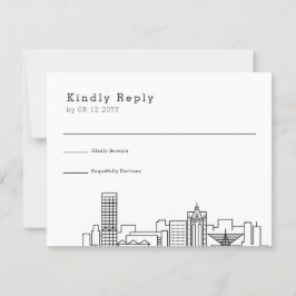 Milwaukee Wedding | Stilisierte Skyline-UAWG RSVP Karte