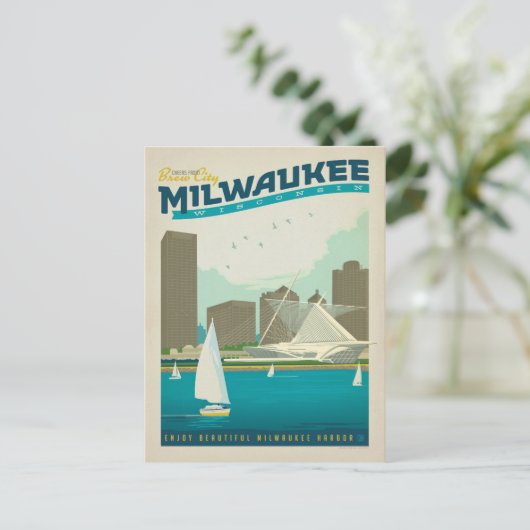 Milwaukee WI Postkarte (Stehend Vorderseite)