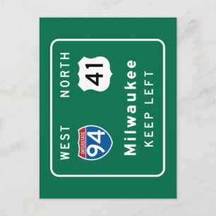 Milwaukee, WI Road Sign Postkarte