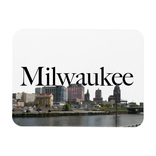 Milwaukee WI Skyline mit Milwaukee im Himmel Magnet (Horizontal)