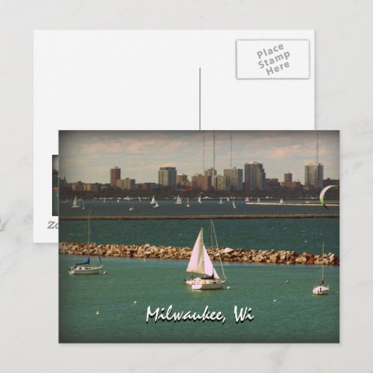 Milwaukee, WI Skyline Postkarte (Vorne/Hinten)