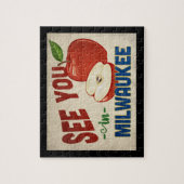 Milwaukee Wisconsin Apple - Vintage Travel Puzzle (Vertikal)