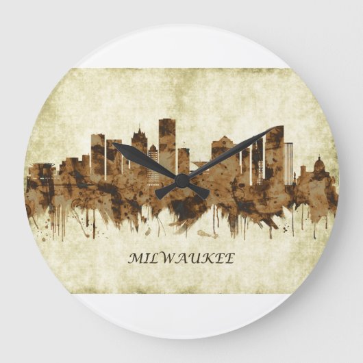 Milwaukee Wisconsin Cityscape Große Wanduhr (Vorderseite)