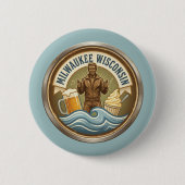 Milwaukee Wisconsin Emblem - Bronze Fonz Button (Vorderseite)
