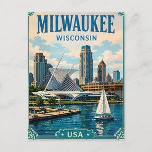 ⛵ Milwaukee Wisconsin Erinnerung von der Uferprome Postkarte