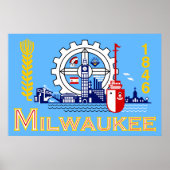Milwaukee, Wisconsin, Flagge der Vereinigten Staat Poster (Vorne)