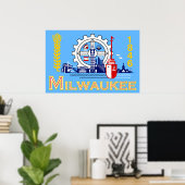Milwaukee, Wisconsin, Flagge der Vereinigten Staat Poster (Heimbüro)