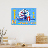 Milwaukee, Wisconsin, Flagge der Vereinigten Staat Poster (Küche)
