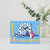 Milwaukee, Wisconsin, Flagge der Vereinigten Staat Postkarte (Stehend Vorderseite)