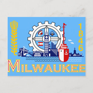 Milwaukee, Wisconsin, Flagge der Vereinigten Staat Postkarte