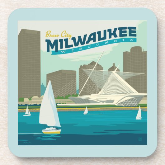 Milwaukee Wisconsin Harbour | Stadt Brew Getränkeuntersetzer (Vorderseite)