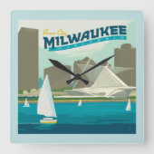 Milwaukee Wisconsin Harbour | Stadt Brew Quadratische Wanduhr (Vorderseite)