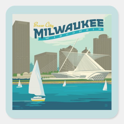 Milwaukee Wisconsin Harbour | Stadt Brew Quadratischer Aufkleber (Vorderseite)
