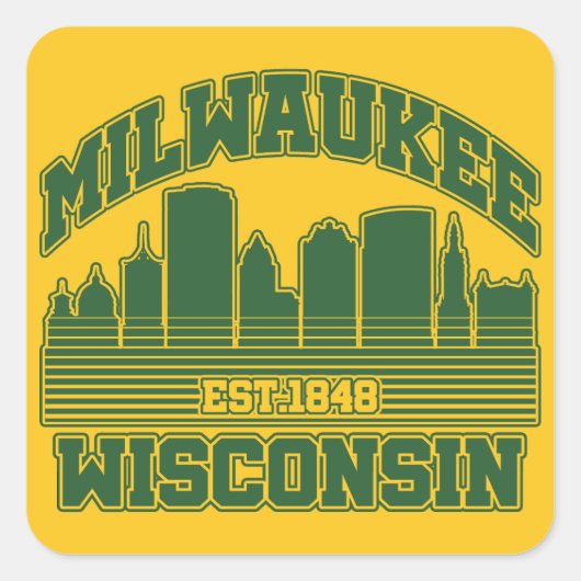 Milwaukee, Wisconsin Quadratischer Aufkleber (Vorderseite)