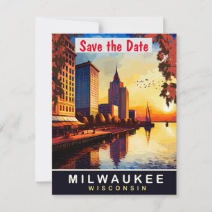 Milwaukee, Wisconsin, Reise-Postkarte,  Save The Date