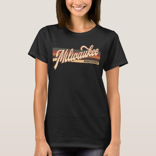 Milwaukee Wisconsin Retro 80er Jahre Stil T-Shirt (Vorderseite)