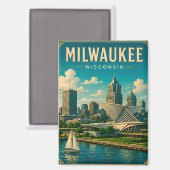 ⛵ Milwaukee Wisconsin Seeblick Skyline Magnet (Vorderseite/Rückseite)