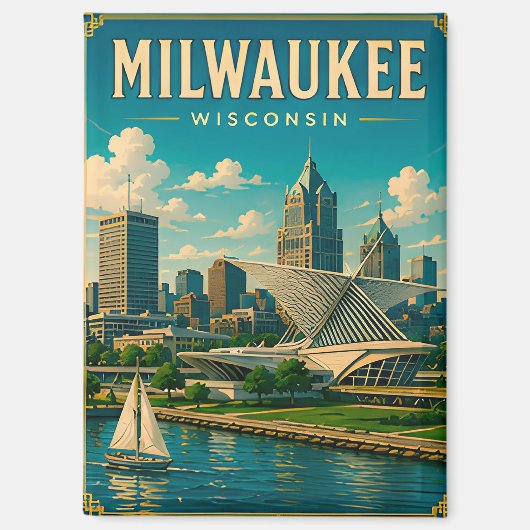 ⛵ Milwaukee Wisconsin Seeblick Skyline Magnet (Vorderseite)