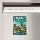 ⛵ Milwaukee Wisconsin Seeblick Skyline Magnet (In Situ (Geschirrspüler))
