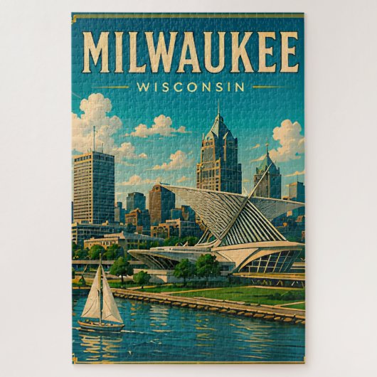 ⛵ Milwaukee Wisconsin Seefront Skyline Puzzle (Vertikal)