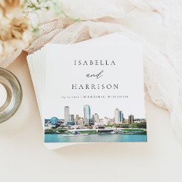 MILWAUKEE Wisconsin Skyline Destination Travel Serviette