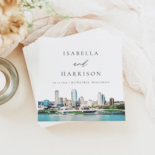 MILWAUKEE Wisconsin Skyline Destination Travel Serviette