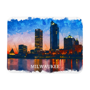 Milwaukee Wisconsin Skyline Panorama View Magnet