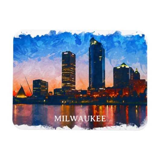 Milwaukee Wisconsin Skyline Panorama View Magnet (Horizontal)