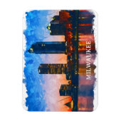 Milwaukee Wisconsin Skyline Panorama View Magnet (Vertikal)