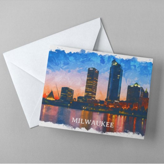 Milwaukee Wisconsin Skyline Panorama View Postkarte