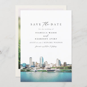 MILWAUKEE Wisconsin Skyline Wedding Save the Date Einladung