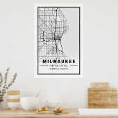 Milwaukee Wisconsin USA Travel City Map Poster (Küche)