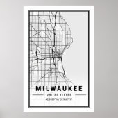 Milwaukee Wisconsin USA Travel City Map Poster (Vorne)