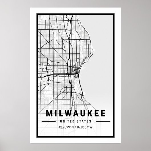 Milwaukee Wisconsin USA Travel City Map Poster (Vorne)