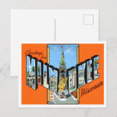 Milwaukee, Wisconsin, Vintage Großbuchstaben Postk Postkarte (Vorne/Hinten)