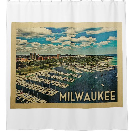 Milwaukee Wisconsin Vintage Travel Duschvorhang (Vorderseite)