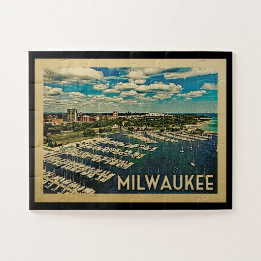 Milwaukee Wisconsin Vintage Travel Puzzle (Horizontal)