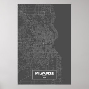 Milwaukee, Wisconsin (weiß auf Schwarzem) Poster