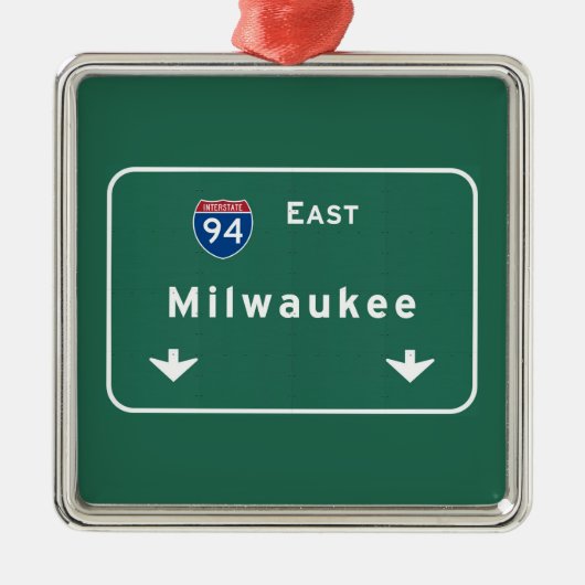 Milwaukee Wisconsin wi-Autobahn-Autobahn Silbernes Ornament (Vorne)