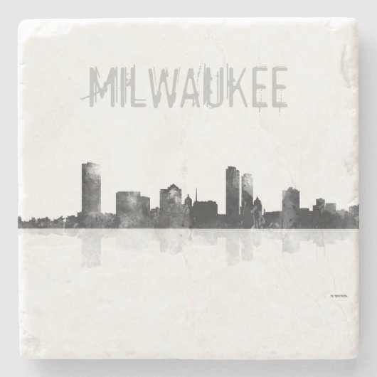 MILWAUKEE, WISCONSON SKYLINE STEINUNTERSETZER (Vorderseite)