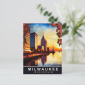 Milwaukee, Wisvonsin, Stadtwasserfront, Reisen Postkarte (Stehend Vorderseite)