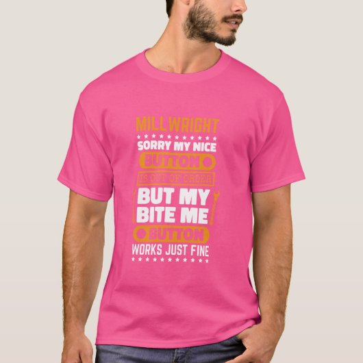 MILWright Bite Me Button Works Maschine Reparatur T-Shirt (Vorderseite)