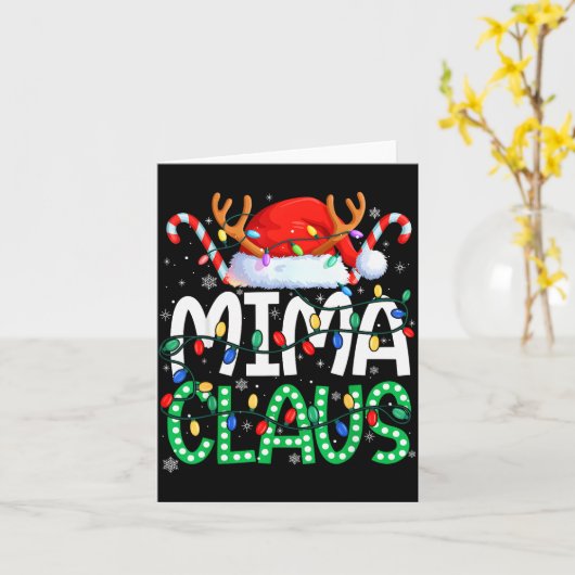 Mima Claus Christmas Lights Pajama Family Matching Karte (Gelbe Blume)