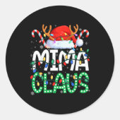 Mima Claus Christmas Lights Pajama Family Matching Runder Aufkleber (Vorderseite)