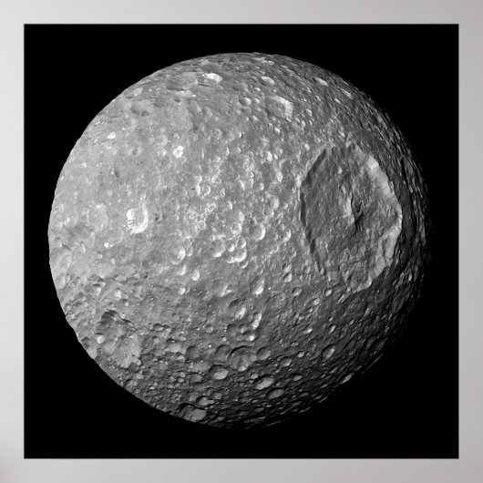 Mimas der Mond des Saturns von Cassini Raumsonde Poster (Vorne)