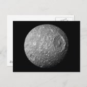 Mimas der Mond des Saturns von Cassini Raumsonde Postkarte (Vorne/Hinten)