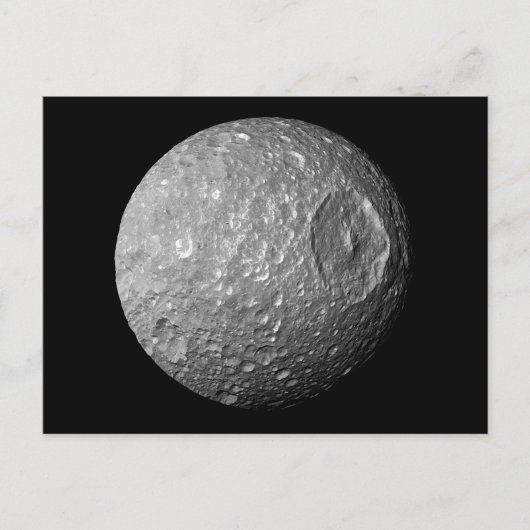 Mimas der Mond des Saturns von Cassini Raumsonde Postkarte (Vorderseite)