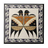 Mimbres Indian Twin Quail Birds Tile Fliese (Vorderseite)