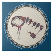 Mimbres Pottery Design Crane Eating Fish Fliese (Vorderseite)
